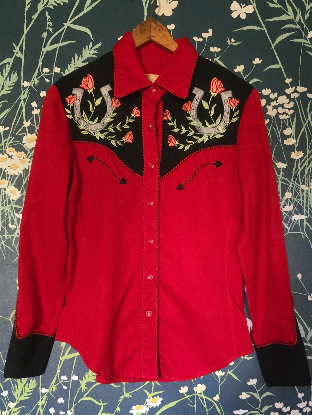 Scully Western Wear Vtg Pearl Snap Embroidered Rodeo Shirt